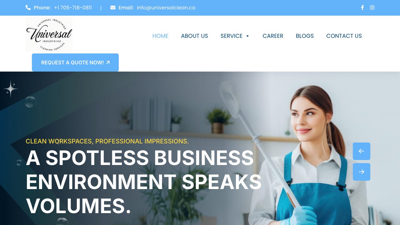 Universal Industries Cleaning Services website
