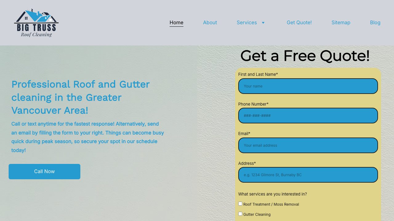 Big Truss Roof Cleaning Inc. website