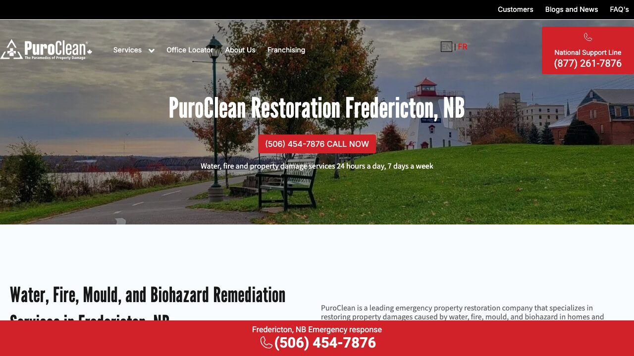 PuroClean Restoration Fredericton website