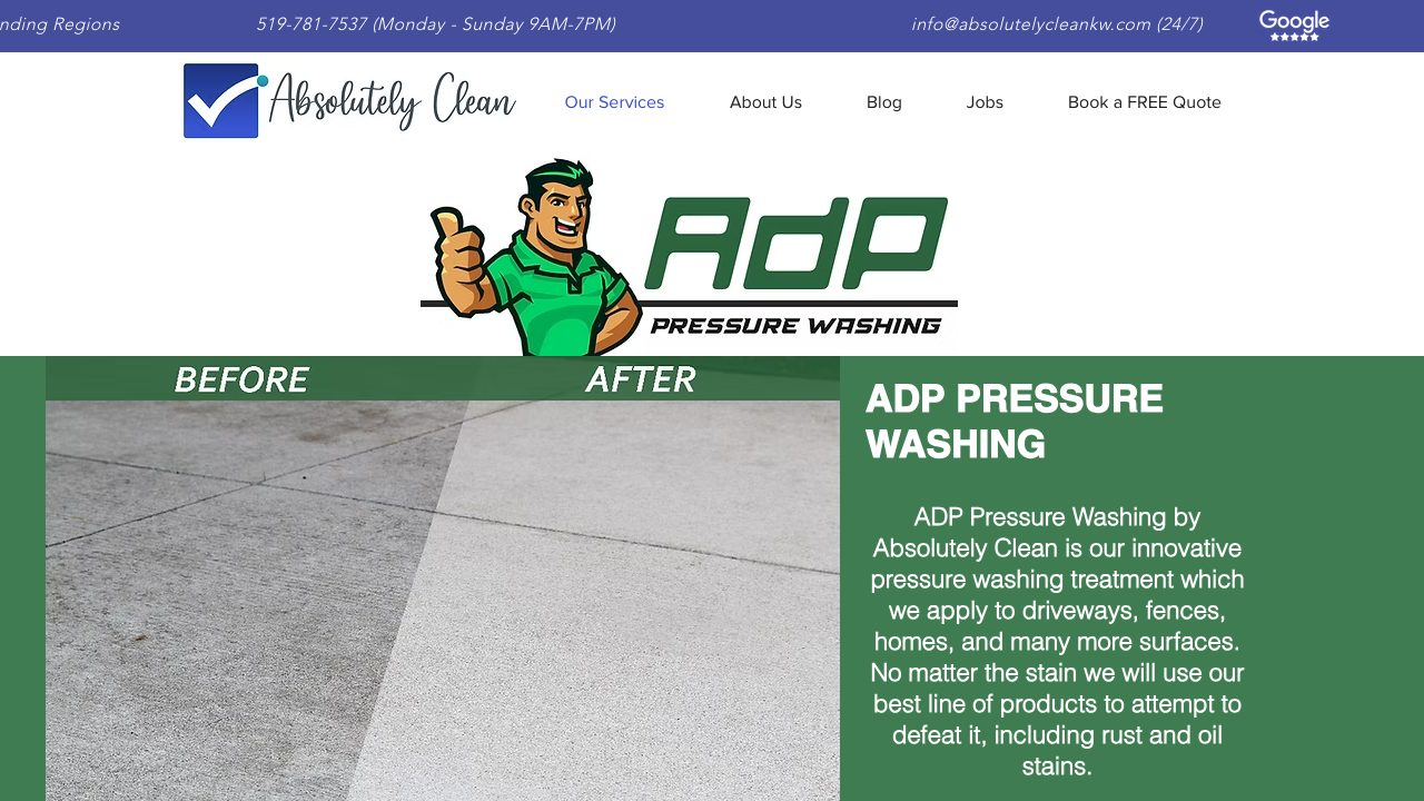 ADP Pressure Washing website