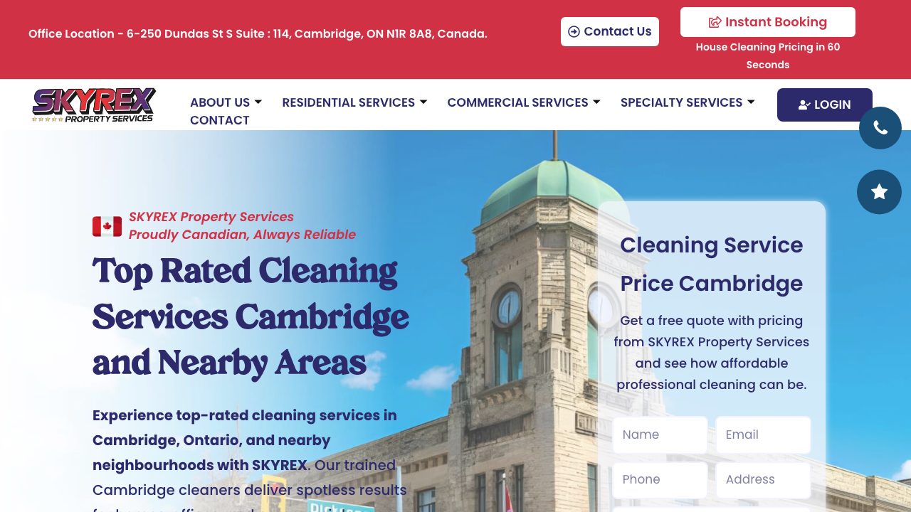 SKYREX Property Services website