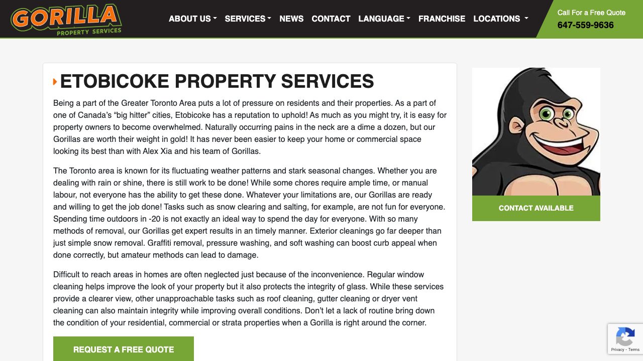 Gorilla Property Services website