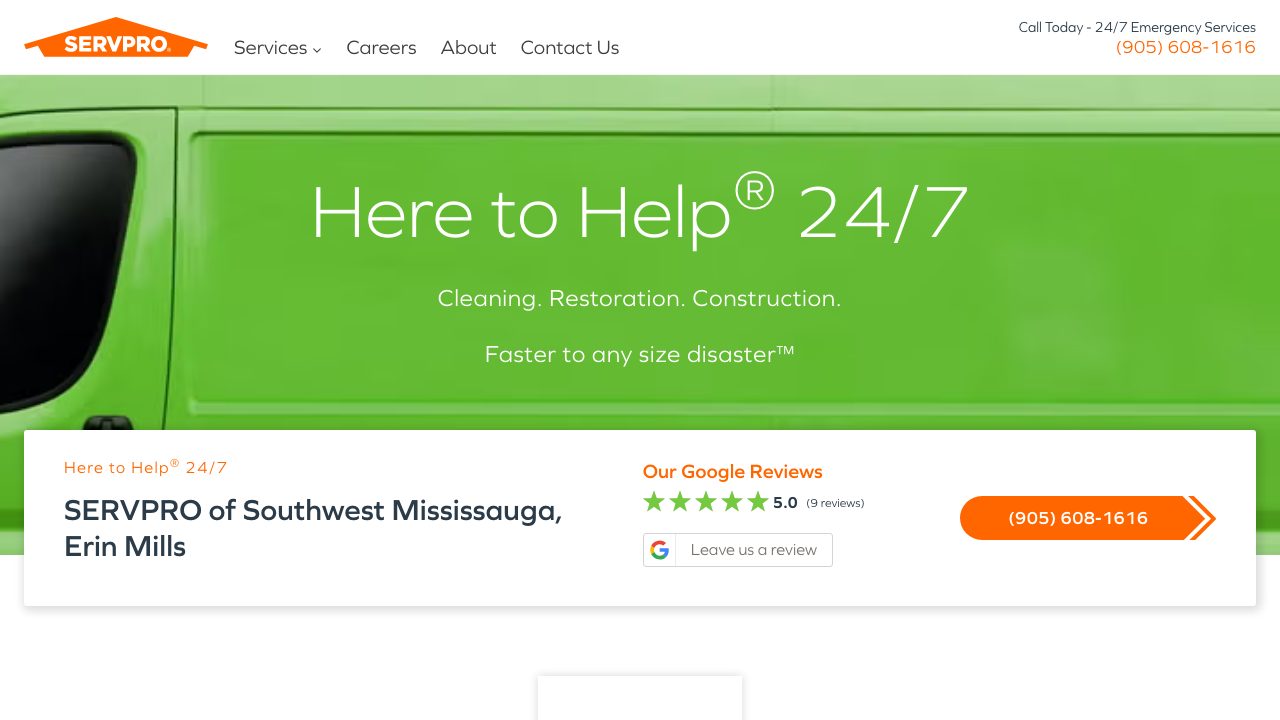 Servpro of Southwest Mississauga, Erin Mills website