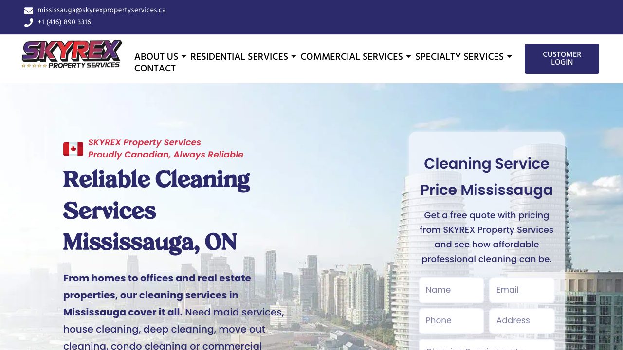 SKYREX Property Services - Mississauga website