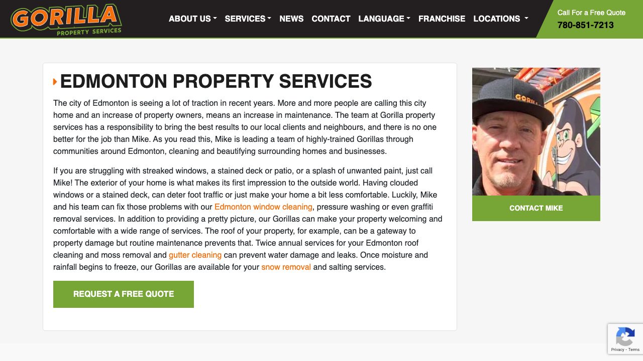 Gorilla Property Services website