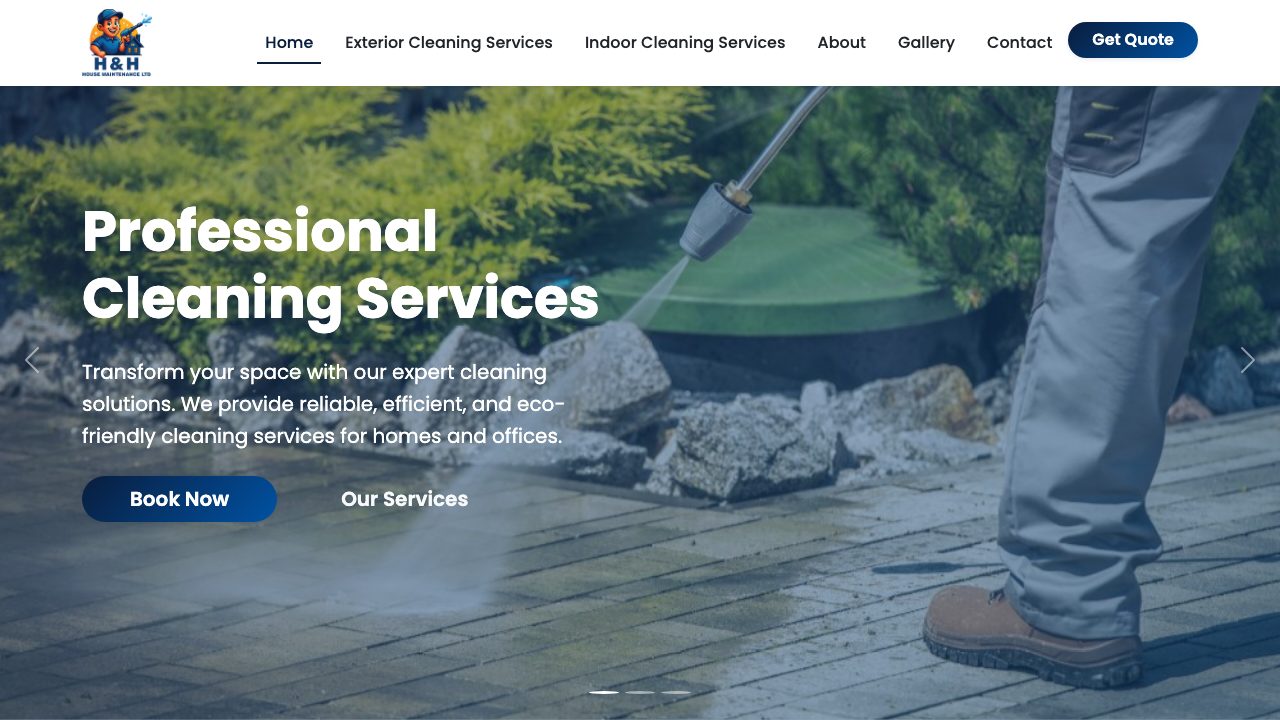 H&H Pressure washing and Gutter clean LTD . website