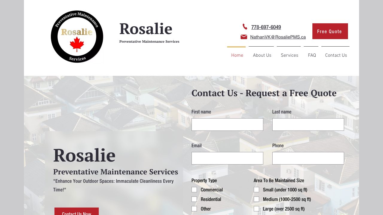 Rosalie Preventative Maintenance Services website