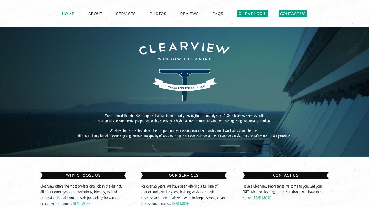 Clearview Window Cleaning Tbay website