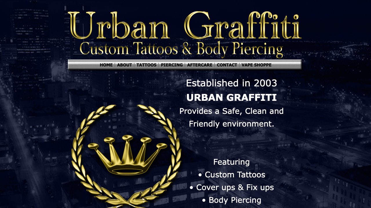 Urban Graffiti Custom Tattoos and Body Piercing website